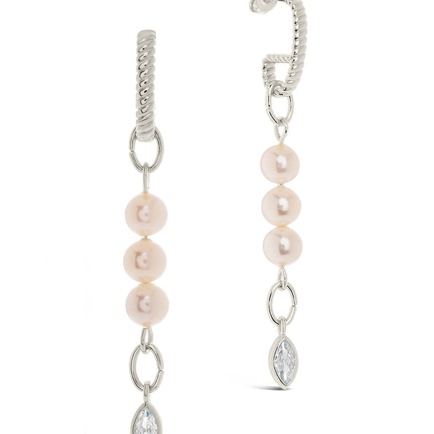 Ivanna CZ Charm Pearl Dangle Earrings