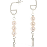 Ivanna CZ Charm Pearl Dangle Earrings