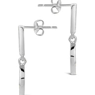 Valeria CZ & Moonstone Crescent Drop Stud Earrings
