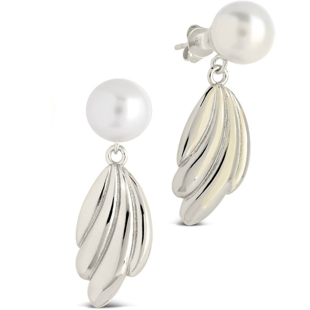 Chérie Pearl Shell Drop Stud Earrings