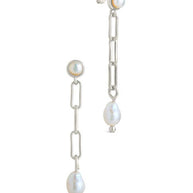 Fayelynn Pearl & Chain Drop Stud Earrings