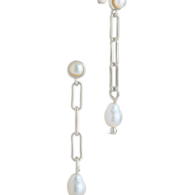 Fayelynn Pearl & Chain Drop Stud Earrings