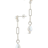 Fayelynn Pearl & Chain Drop Stud Earrings