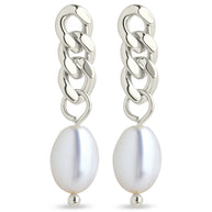 Hana Chain Drop Pearl Earrings