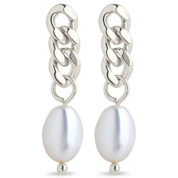 Hana Chain Drop Pearl Earrings