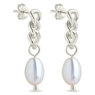 Hana Chain Drop Pearl Earrings