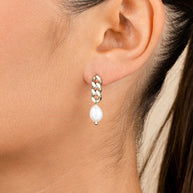 Hana Chain Drop Pearl Earrings