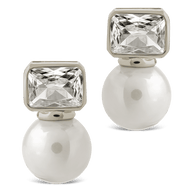 Hilda Pearl & Emerald Cut CZ Studs