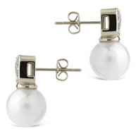 Hilda Pearl & Emerald Cut CZ Studs
