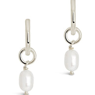Sterling Silver Pearl Drop Hoop Earrings