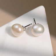 Sterling Silver Baroque Pearl Stud Earrings