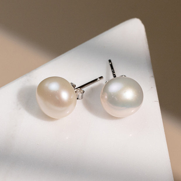 Sterling Silver Baroque Pearl Stud Earrings