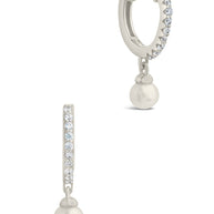 Sterling Silver Maggie CZ & Pearl Hoop Earrings