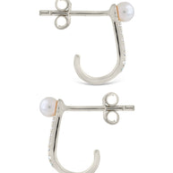 Sterling Silver Pearl & CZ Suspender Stud Earrings