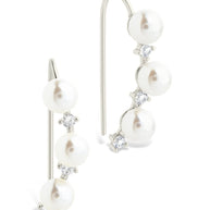 Sterling Silver Siena CZ & Pearl Threader Earrings