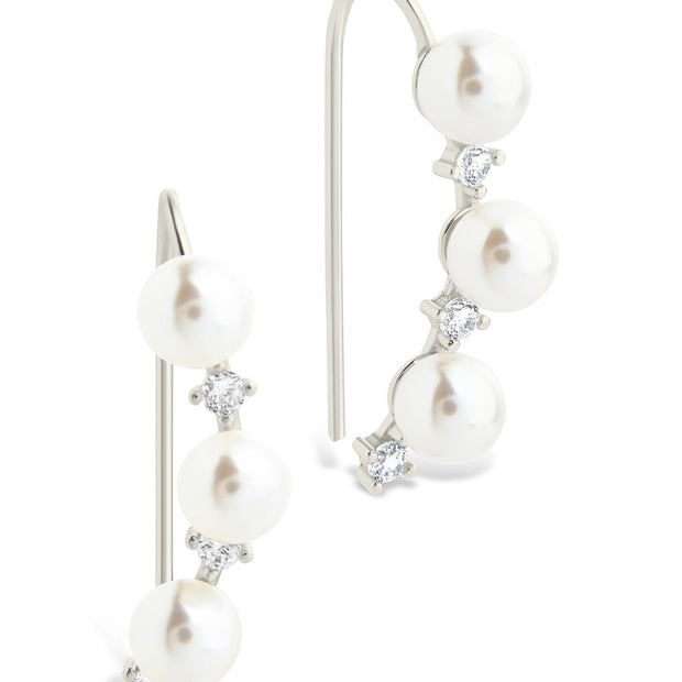 Sterling Silver Siena CZ & Pearl Threader Earrings