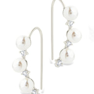 Sterling Silver Siena CZ & Pearl Threader Earrings