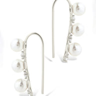 Sterling Silver Siena CZ & Pearl Threader Earrings