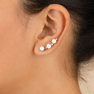 Sterling Silver Siena CZ & Pearl Threader Earrings