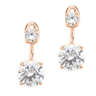 Sterling Silver Brilliant CZ Stud Jacket Earrings