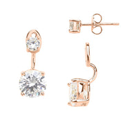 Sterling Silver Brilliant CZ Stud Jacket Earrings