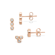 Sterling Silver 2pc Bezel Stud Set