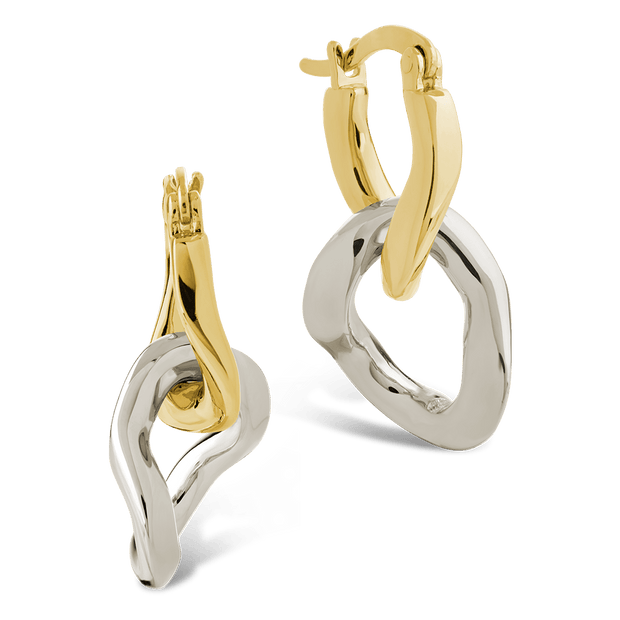 Trudy Dualtone Chainlink Drop Hoops