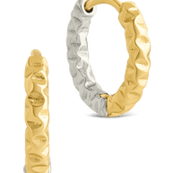 Sterling Silver Augustina Textured Dual Tone Hoops