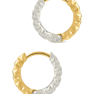 Sterling Silver Augustina Textured Dual Tone Hoops