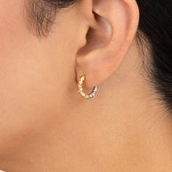 Sterling Silver Augustina Textured Dual Tone Hoops