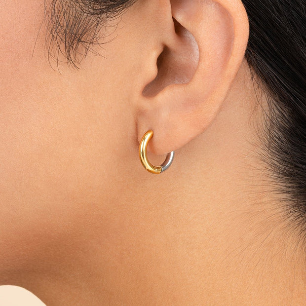 Cinzia Dual Tone Thin Micro Hoops