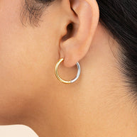 Cinzia Dual Tone Thin Micro Hoops