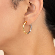 Cinzia Dual Tone Thin Micro Hoops
