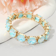 Round Stone Cluster Beaded Stretch Evening Bracelet