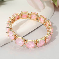 Round Stone Cluster Beaded Stretch Evening Bracelet