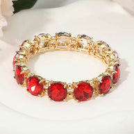 Round Stone Cluster Beaded Stretch Evening Bracelet