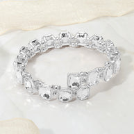 Rectangle Stone Cluster Link Adjustable Evening Bracelet