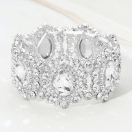 Oval Stone Accented Link Stretch Evening Bracelet
