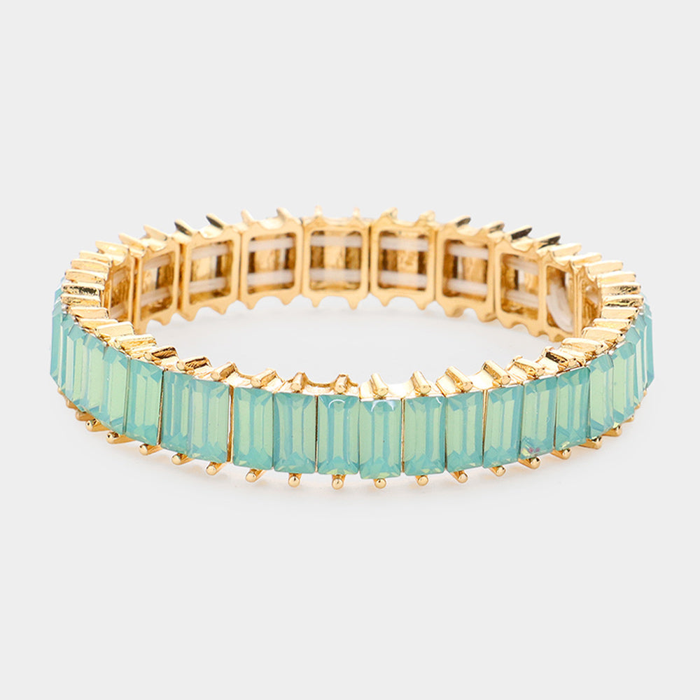 Baguette Stone Stretch Evening Bracelet