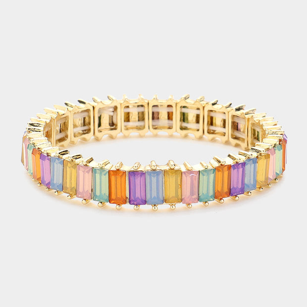 Baguette Stone Stretch Evening Bracelet