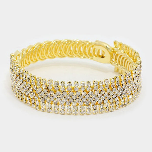 Crystal Rhinestone Adjustable Evening Bracelet