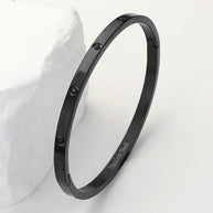 Stainless Steel CZ Stone Embellished Bangle Bracelet