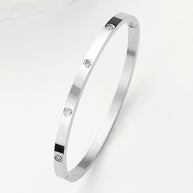 Stainless Steel CZ Stone Embellished Bangle Bracelet