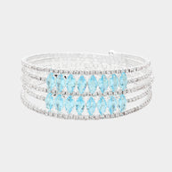 CZ Marquise Stone Accented Rhinestone Paved Adjustable Evening Bracelet