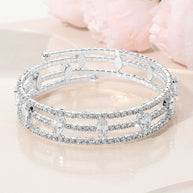 Marquise CZ Stone Cluster Accent Triple Row Adjustable Evening Wrap Bracelet