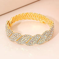 Rhinestone Paved Twisted Adjustable Evening Bracelet