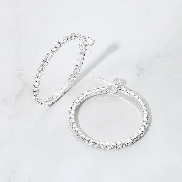 30mm Rhinestone Paved Hoop Earrings