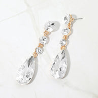 Elegant Multi Faceted Crystal Dangle Statement Earrings