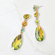 Elegant Multi Faceted Crystal Dangle Statement Earrings
