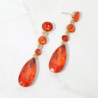 Elegant Multi Faceted Crystal Dangle Statement Earrings